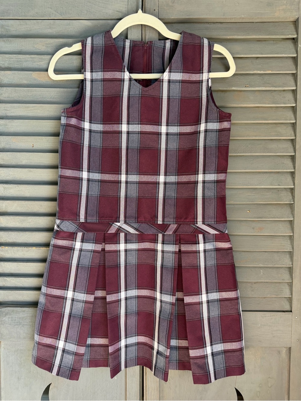 True Grits School Uniform | Girls' Burgundy Plaid School Jumper Size 10